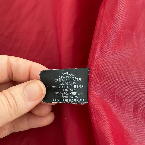 Michael Kors Womens Wool Blend Pea Coat Jacket Size 2X Red Belted Sophisticated - Picture 8 of 14